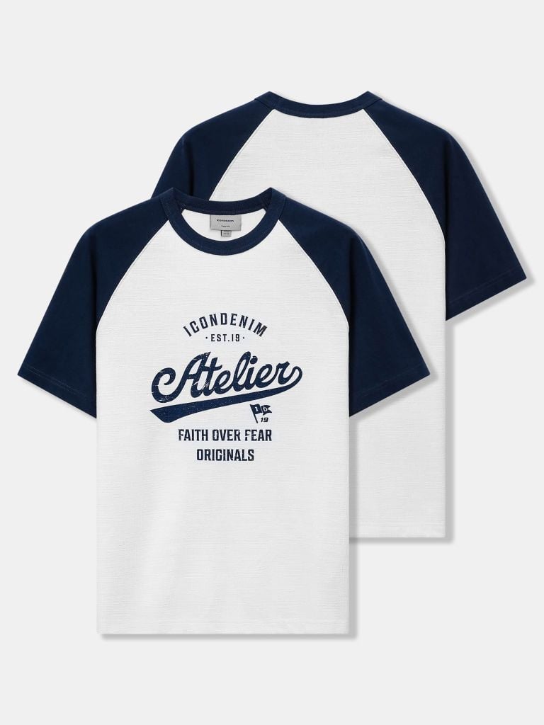 Áo Thun Nam Raglan Phối Màu Trắng Xanh Navy Cá Tính